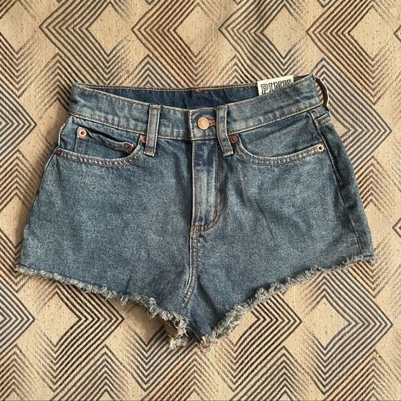 Pink VS High Waisted Cut Off Shorts - Picture 1 of 4